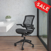 Flash Furniture BL-8801X-BK-GG Mid-Back Transparent Black Mesh Executive Swivel Office Chair with Black Frame and Flip-Up Arms